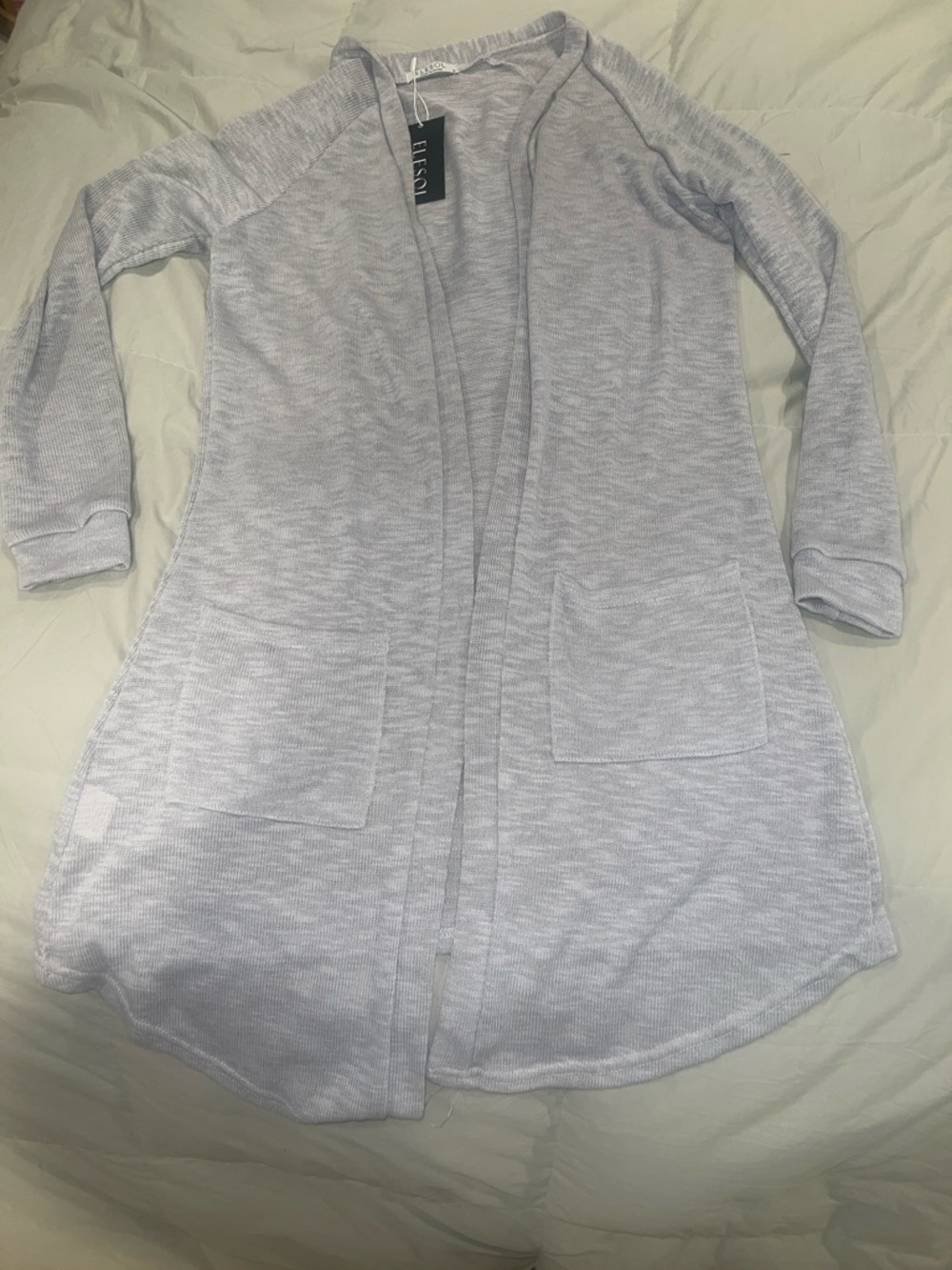 Light Gray Open-Front Women's Cardigan
